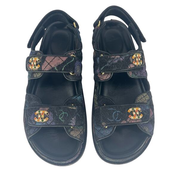 Chanel 2021 Floral CC Denim Quilted Dad Sandals - Picture 3 of 16